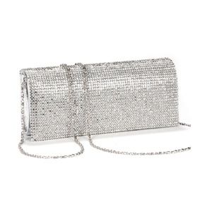 SILVER SPARKLY RHINESTONES CLUTCH PARTY PURSE SEXY